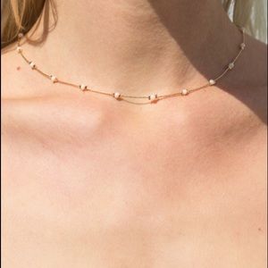 Brandy Melville Gold and White Bead Necklace